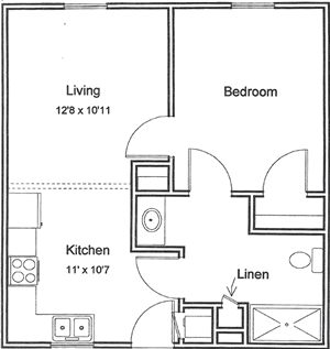 One Bedroom / One Bath - 551 Sq. Ft.*